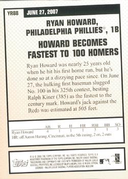 2008 Topps - Year in Review #YR88 Ryan Howard Back