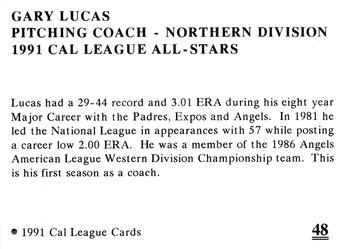1991 Cal League All-Stars #48 Gary Lucas Back