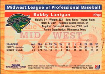 2009 Grandstand Midwest League Top Prospects #NNO Bobby Lanigan Back
