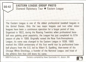 1989 ProCards Eastern League Diamond Diplomacy #DD42 Eastern League Group Photo Back