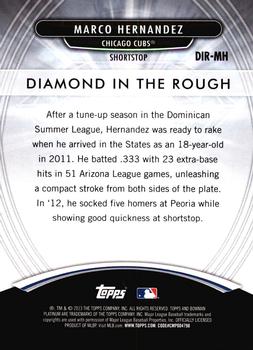 2013 Bowman Platinum - Diamond in the Rough #DIR-MH Marco Hernandez Back