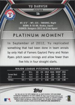 2013 Bowman Platinum - Gold #56 Yu Darvish Back