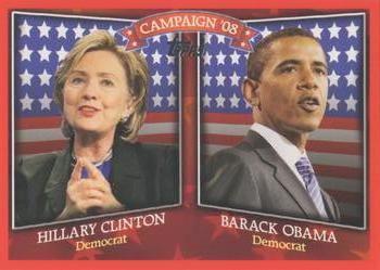 2008 Topps - Historical Campaign Match-Ups #HCM-2008D Hillary Clinton / Barack Obama Front