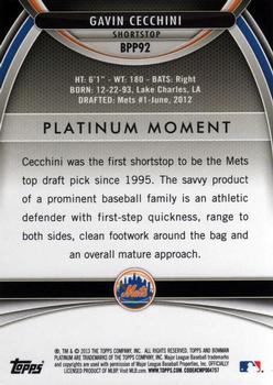 2013 Bowman Platinum - Prospects #BPP92 Gavin Cecchini Back