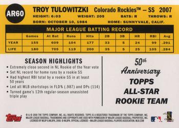 2008 Topps - All-Rookie Team 50th Anniversary #AR60 Troy Tulowitzki Back