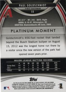 2013 Bowman Platinum - Sapphire #11 Paul Goldschmidt Back