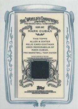2013 Topps Allen & Ginter - Framed Mini Relics #NBR-MCU Mark Cuban Back
