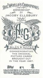 2013 Topps Allen & Ginter - Mini A & G Back #211 Jacoby Ellsbury Back