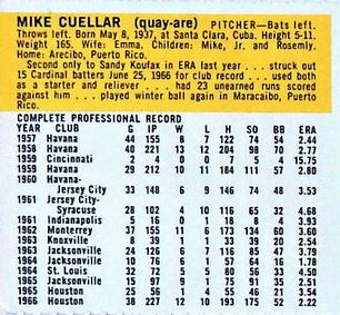 1967 Houston Astros #NNO Mike Cuellar Back
