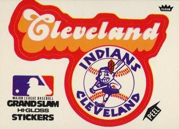 1977 Fleer Grand Slam Hi-Gloss Stickers #NNO Cleveland Indians Team (White) Front