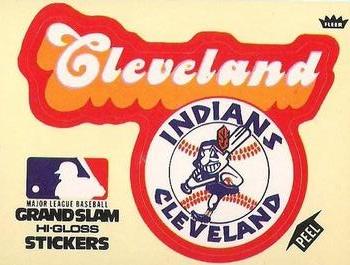 1977 Fleer Grand Slam Hi-Gloss Stickers #NNO Cleveland Indians Team (Yellow) Front