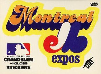 1977 Fleer Grand Slam Hi-Gloss Stickers #NNO Montreal Expos Team (White) Front