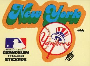 1977 Fleer Grand Slam Hi-Gloss Stickers #NNO New York Yankees Team (Yellow) Front