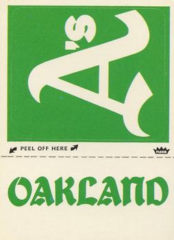1977 Fleer Grand Slam Hi-Gloss Stickers #NNO Oakland A's Monogram Front