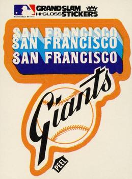 1977 Fleer Grand Slam Hi-Gloss Stickers #NNO San Francisco Giants Team (White) Front
