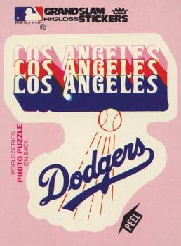 1978 Fleer Grand Slam Hi-Gloss Stickers #NNO Los Angeles Dodgers Team (Pink) Front