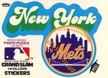 1978 Fleer Grand Slam Hi-Gloss Stickers #NNO New York Mets Team (White) Front