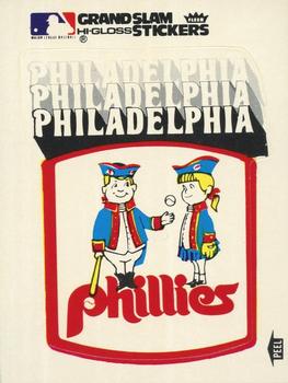1978 Fleer Grand Slam Hi-Gloss Stickers #NNO Philadelphia Phillies Team (White) Front