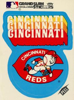 1979 Fleer Grand Slam Hi-Gloss Stickers #NNO Cincinnati Reds Team (White) Front