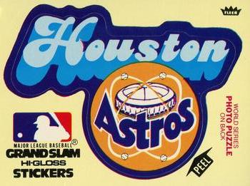1979 Fleer Grand Slam Hi-Gloss Stickers #NNO Houston Astros Team (Yellow) Front