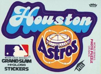 1979 Fleer Grand Slam Hi-Gloss Stickers #NNO Houston Astros Team (Blue) Front