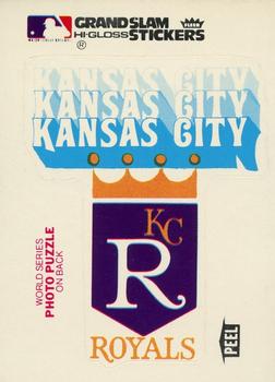 1979 Fleer Grand Slam Hi-Gloss Stickers #NNO Kansas City Royals Team (White) Front