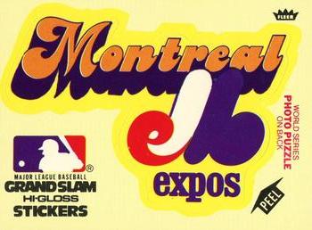 1979 Fleer Grand Slam Hi-Gloss Stickers #NNO Montreal Expos Team (Yellow) Front