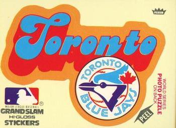 1979 Fleer Grand Slam Hi-Gloss Stickers #NNO Toronto Blue Jays Team (Yellow) Front