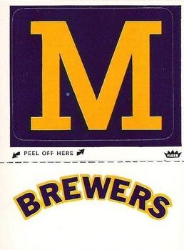 1979 Fleer Grand Slam Hi-Gloss Stickers #NNO Milwaukee Brewers Monogram Front