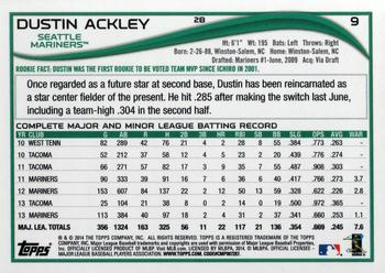 2014 Topps #9 Dustin Ackley Back