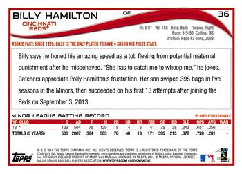 2014 Topps #36 Billy Hamilton Back