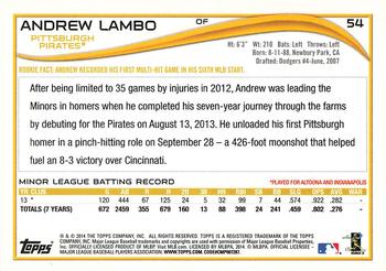 2014 Topps #54 Andrew Lambo Back