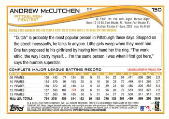 2014 Topps #150 Andrew McCutchen Back