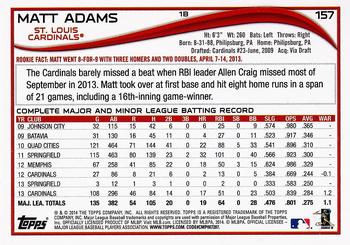 2014 Topps #157 Matt Adams Back