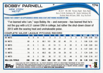 2014 Topps #174 Bobby Parnell Back