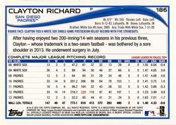 2014 Topps #186 Clayton Richard Back