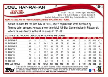 2014 Topps #194 Joel Hanrahan Back