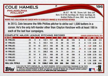 2014 Topps #196 Cole Hamels Back