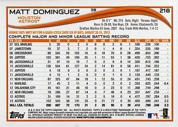 2014 Topps #218 Matt Dominguez Back