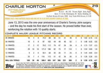 2014 Topps #219 Charlie Morton Back