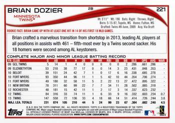 2014 Topps #221 Brian Dozier Back