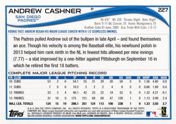2014 Topps #227 Andrew Cashner Back