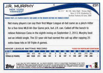 2014 Topps #231 J.R. Murphy Back