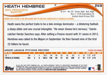 2014 Topps #249 Heath Hembree Back