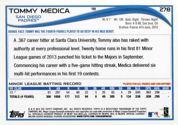 2014 Topps #278 Tommy Medica Back
