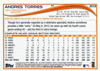 2014 Topps #303 Andres Torres Back