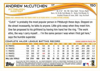 2014 Topps #150 Andrew McCutchen Back