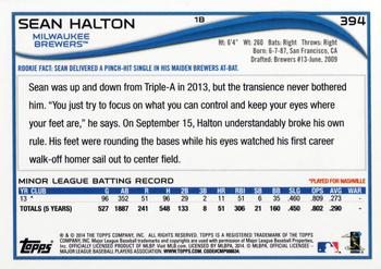 2014 Topps #394 Sean Halton Back