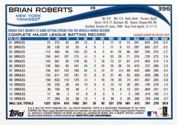 2014 Topps #396 Brian Roberts Back