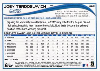2014 Topps #408 Joey Terdoslavich Back